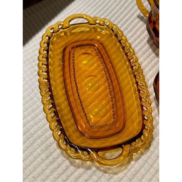 Vintage Indianna Glass Kings Crown sugar & creamer with tray - Picture 5 of 8